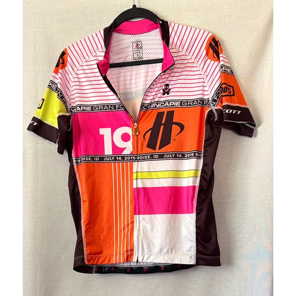 Hincapie Gran Fondo Boise 2019 Cycling Jersey Mens Large Pink Orange Full Zip L